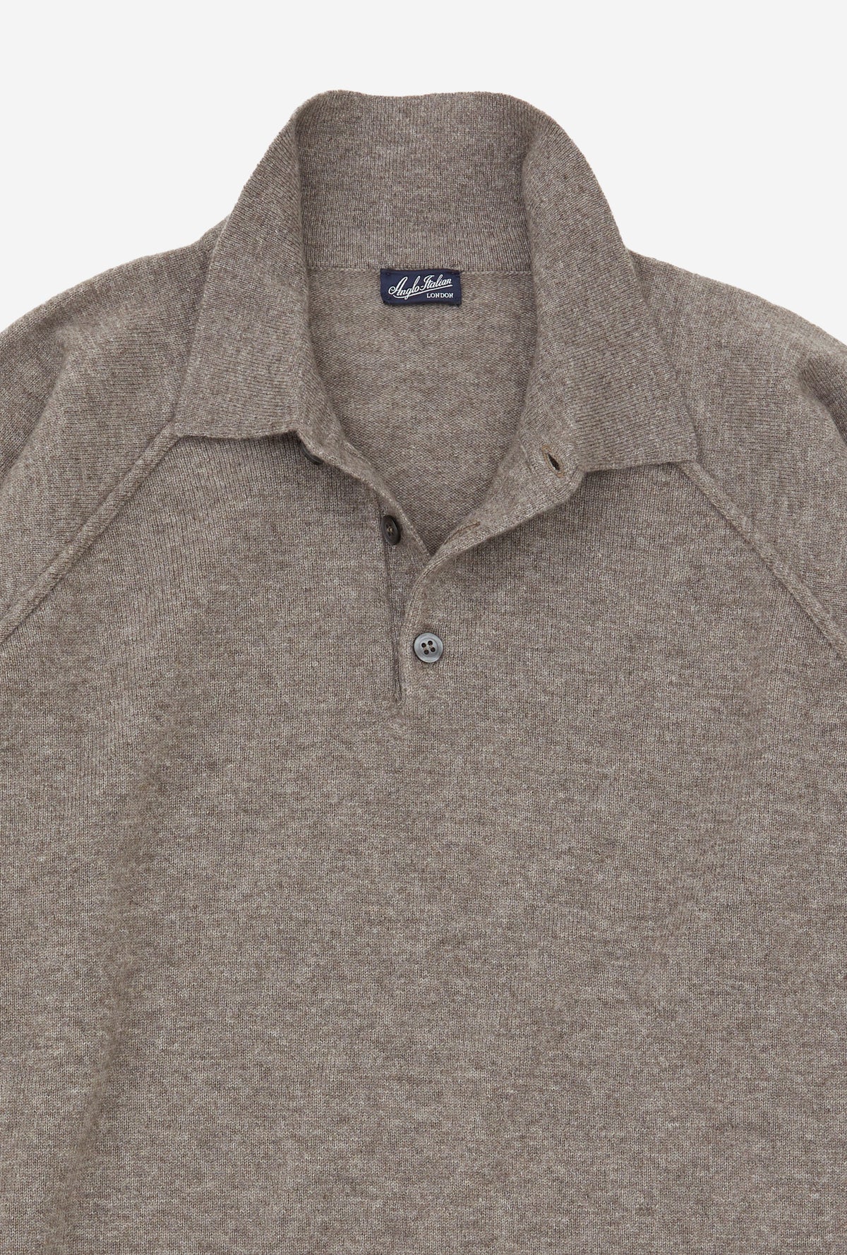 Raglan Sleeve Polo Wool-Cashmere Biscuit