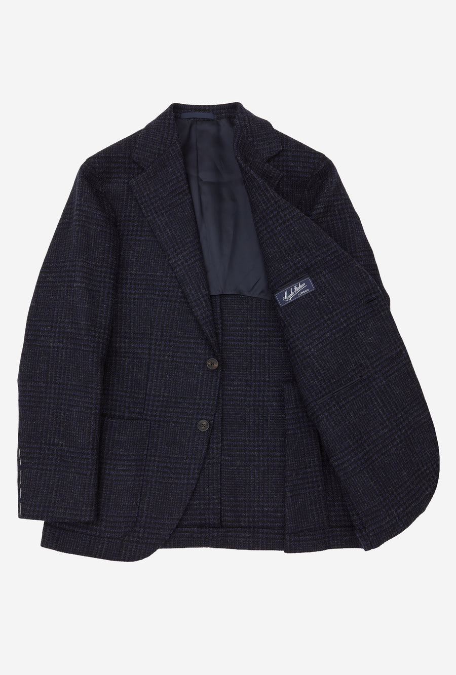 Sport Jacket Wool Tweed Navy Glen Plaid