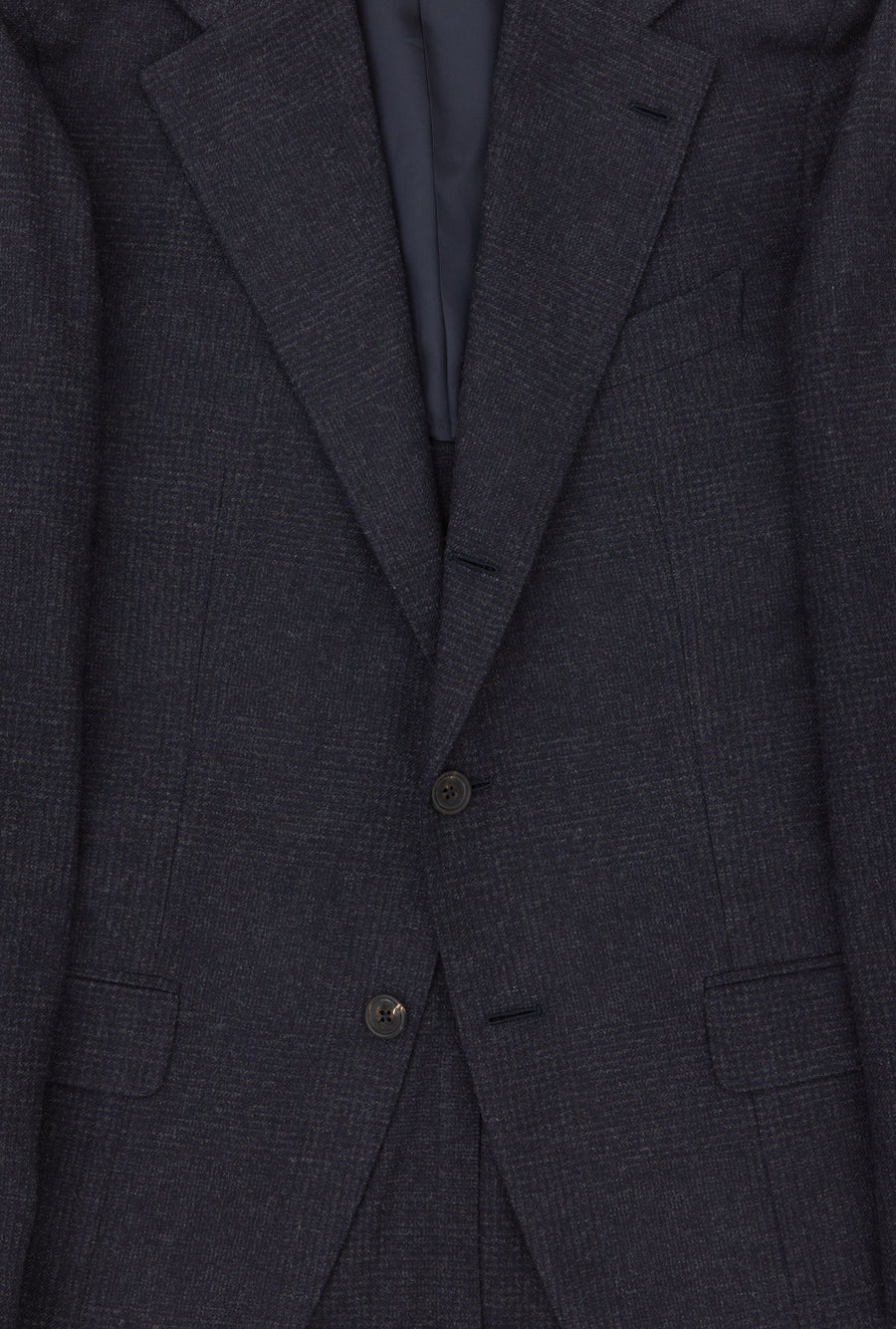 Suit Single Breasted Navy Glen Plaid Flannel