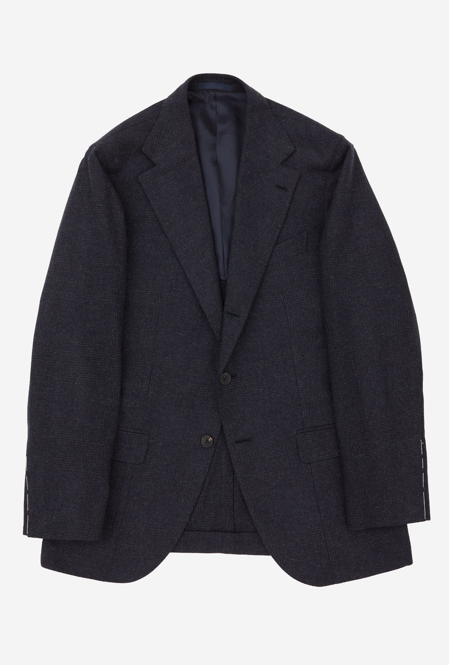 Suit Single Breasted Navy Glen Plaid Flannel