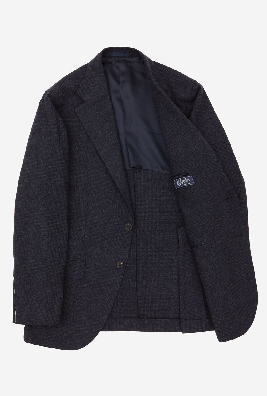Suit Single Breasted Navy Glen Plaid Flannel