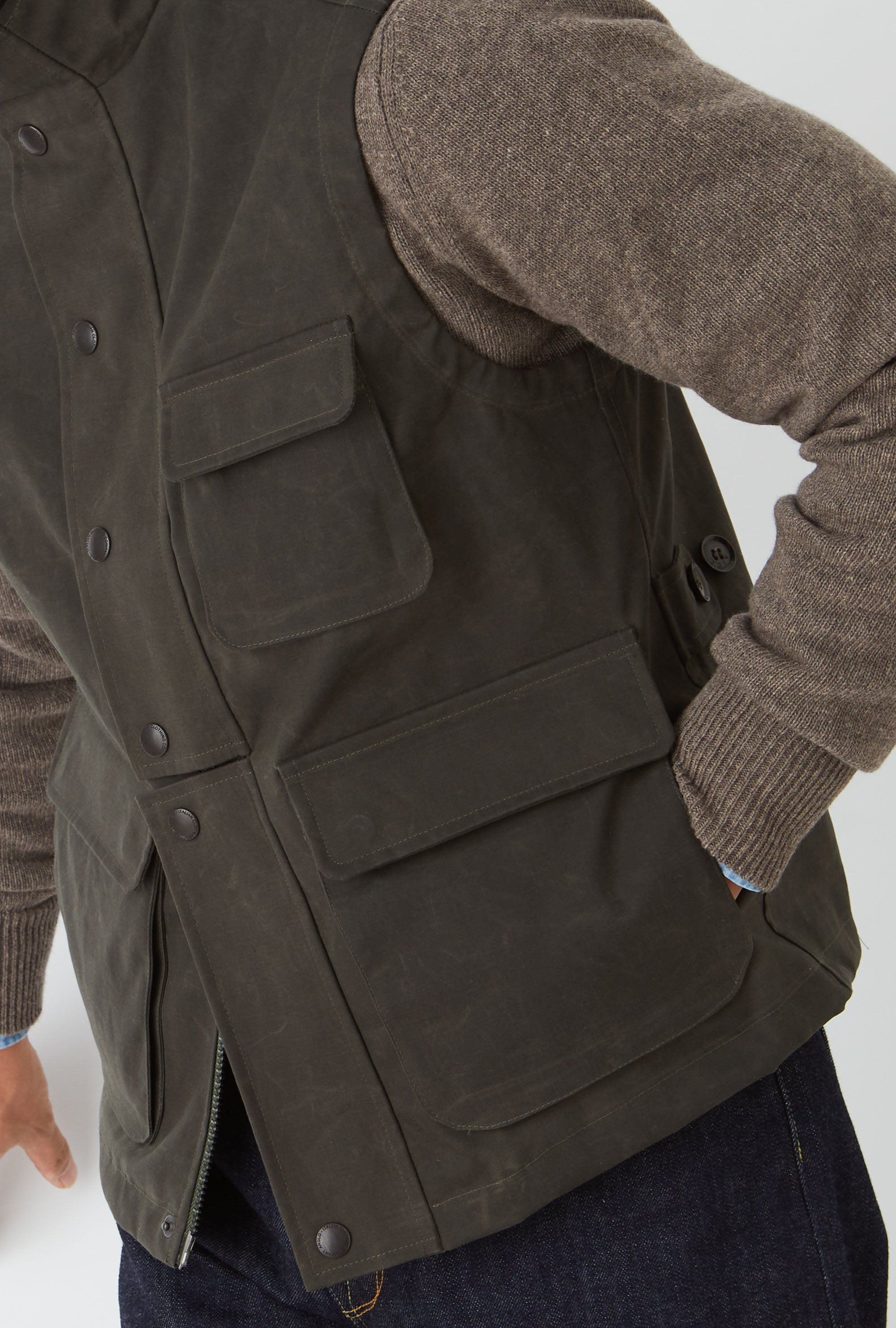 Gilet Waxed Cotton Olive