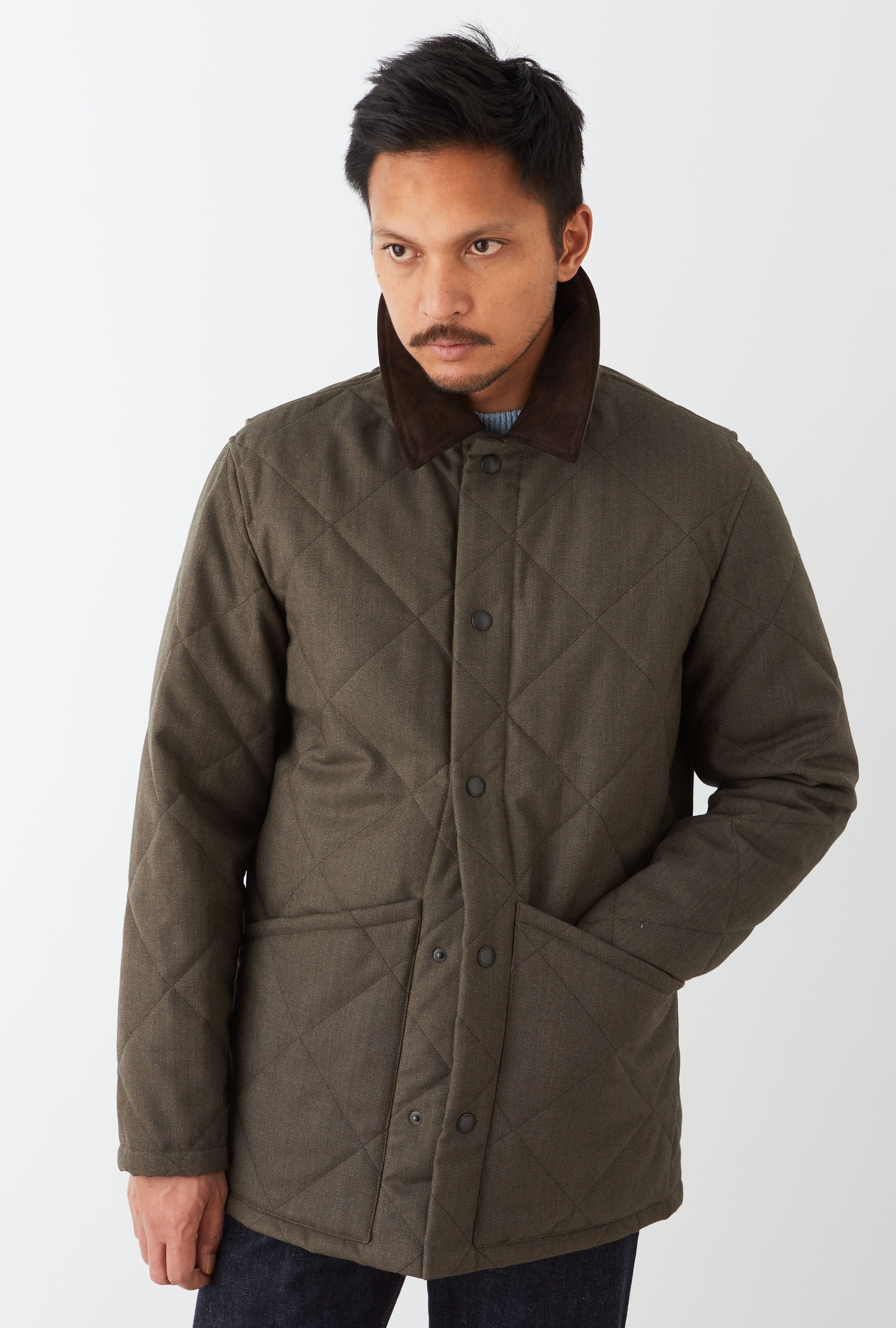 Quilted Jacket Oiled Cavalry Twill Taupe