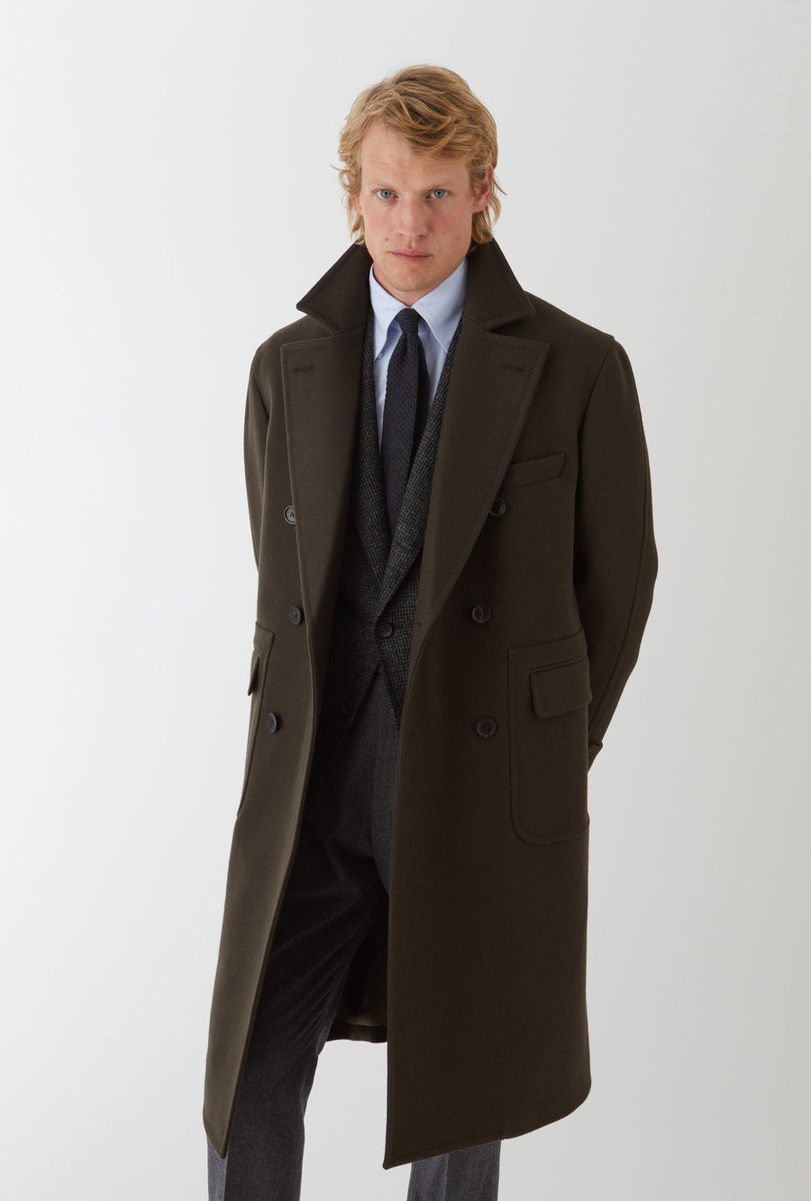 Double Breasted Martingala Coat Olive