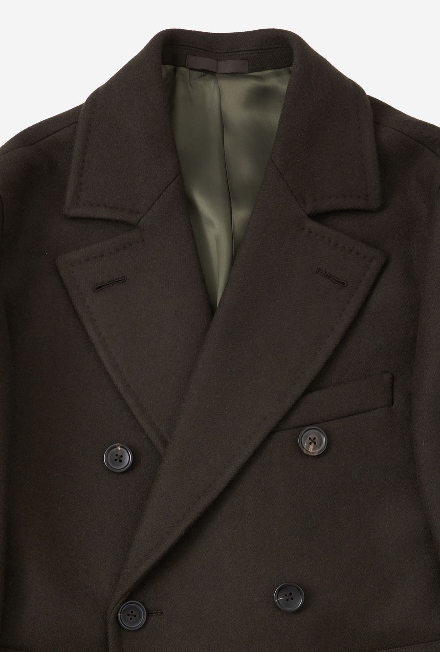 Double Breasted Martingala Coat Olive