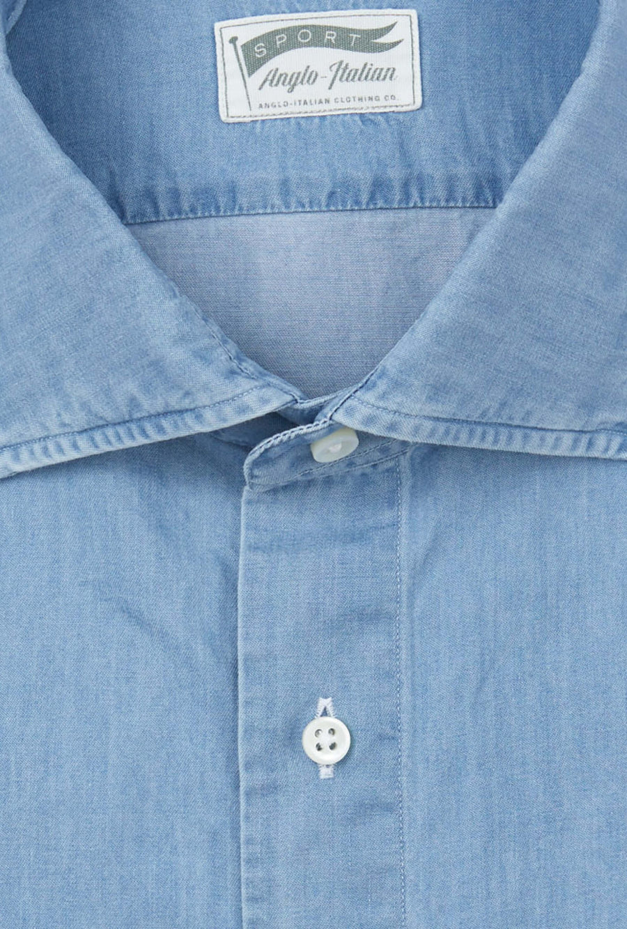Spread Collar Shirt Light Wash Denim