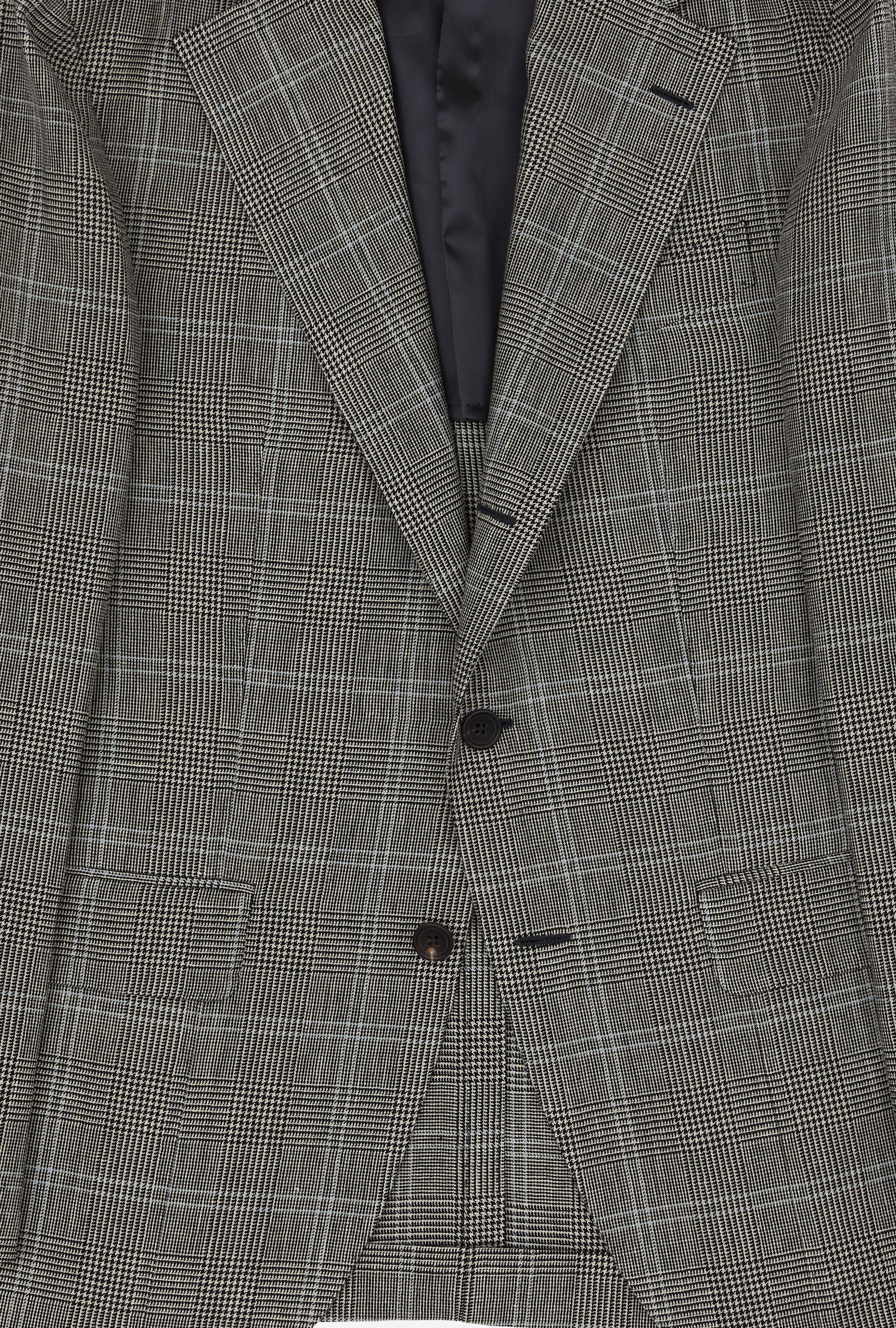 Suit Single Breasted Grey Glen Plaid Sky Overcheck Wool-Linen