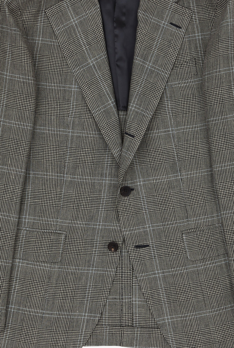Suit Single Breasted Grey Glen Plaid Sky Overcheck Wool-Linen