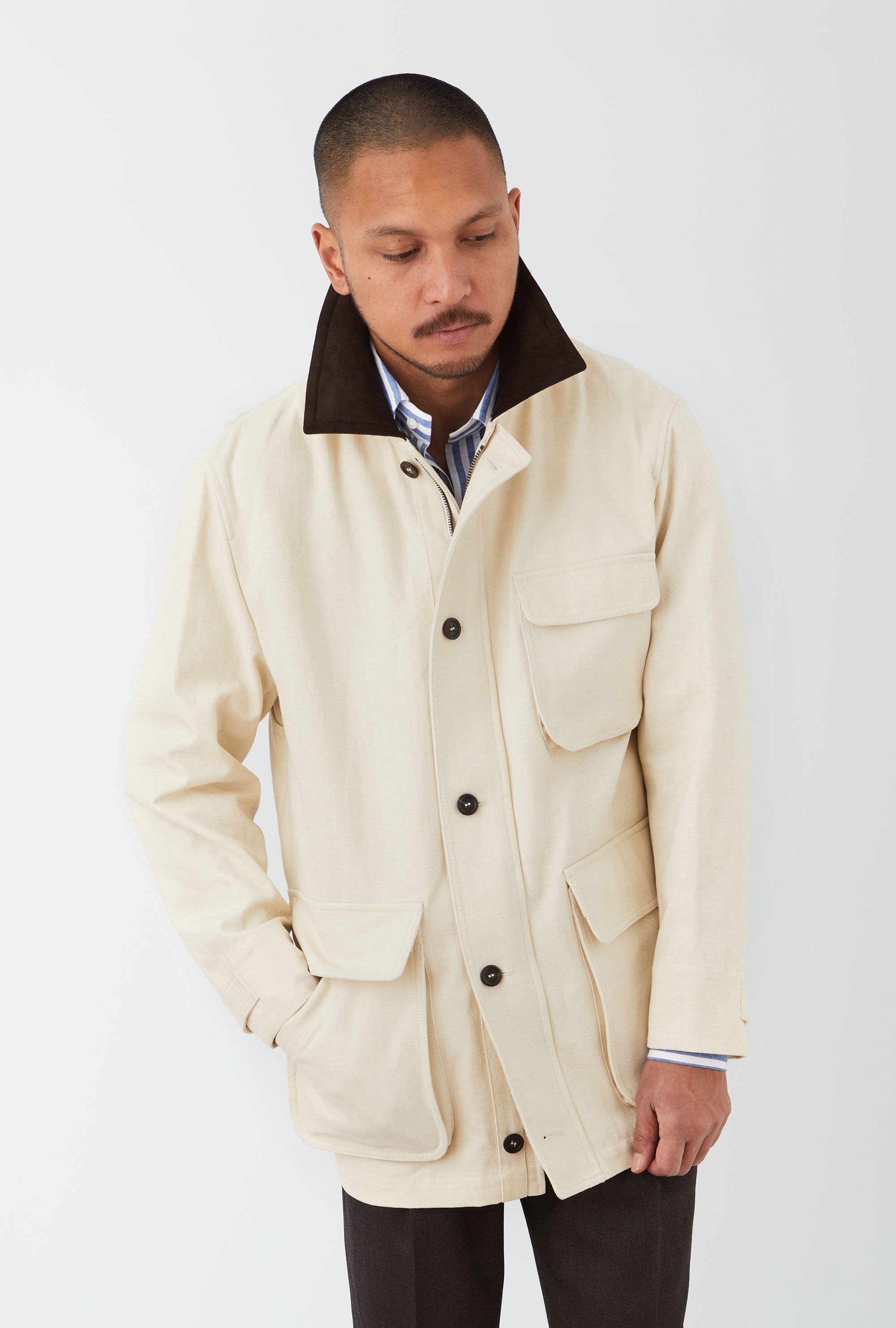 Barn Jacket Unlined Cotton Canvas Ecru