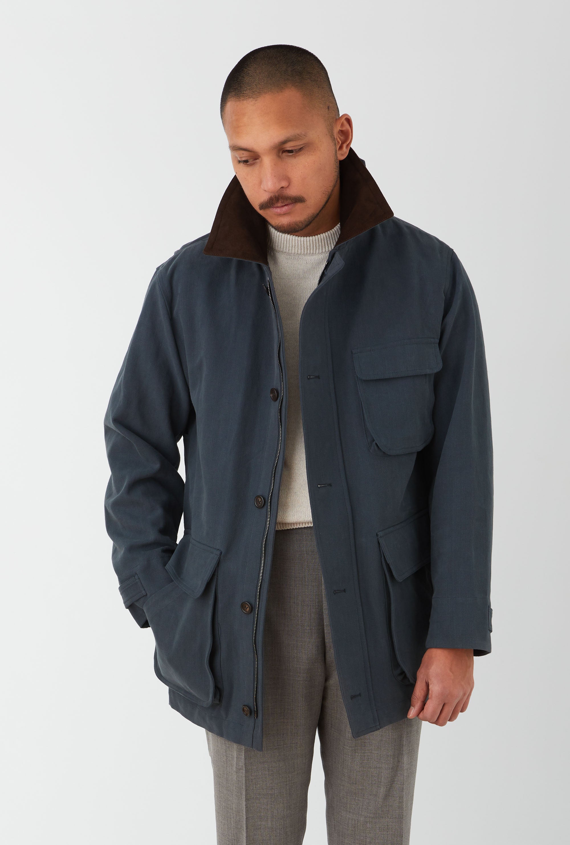 Barn Jacket Unlined Cotton Canvas Slate Blue