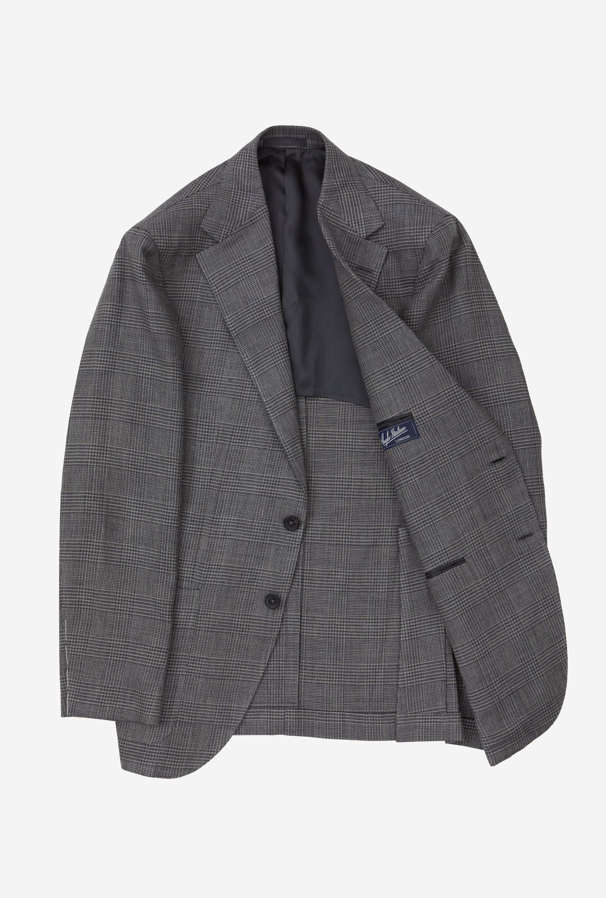 Sport Jacket Silk-Linen Grey Glen Plaid