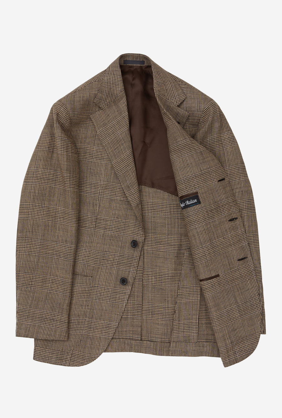 Sport Jacket Silk-Linen Sand Glen Plaid Royal Blue Overcheck
