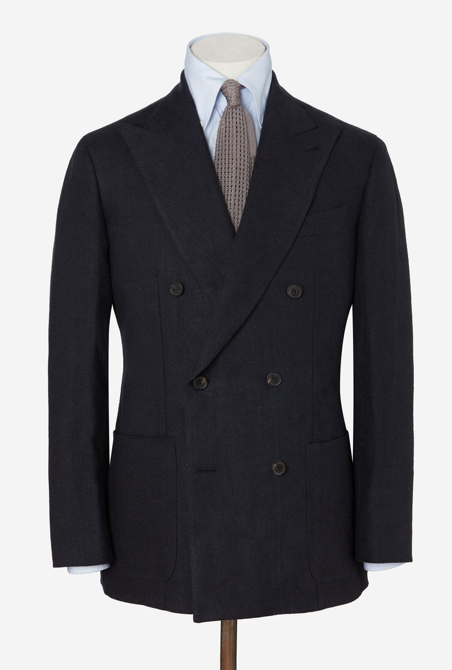 Sport Jacket Double Breasted Navy Linen Hopsack