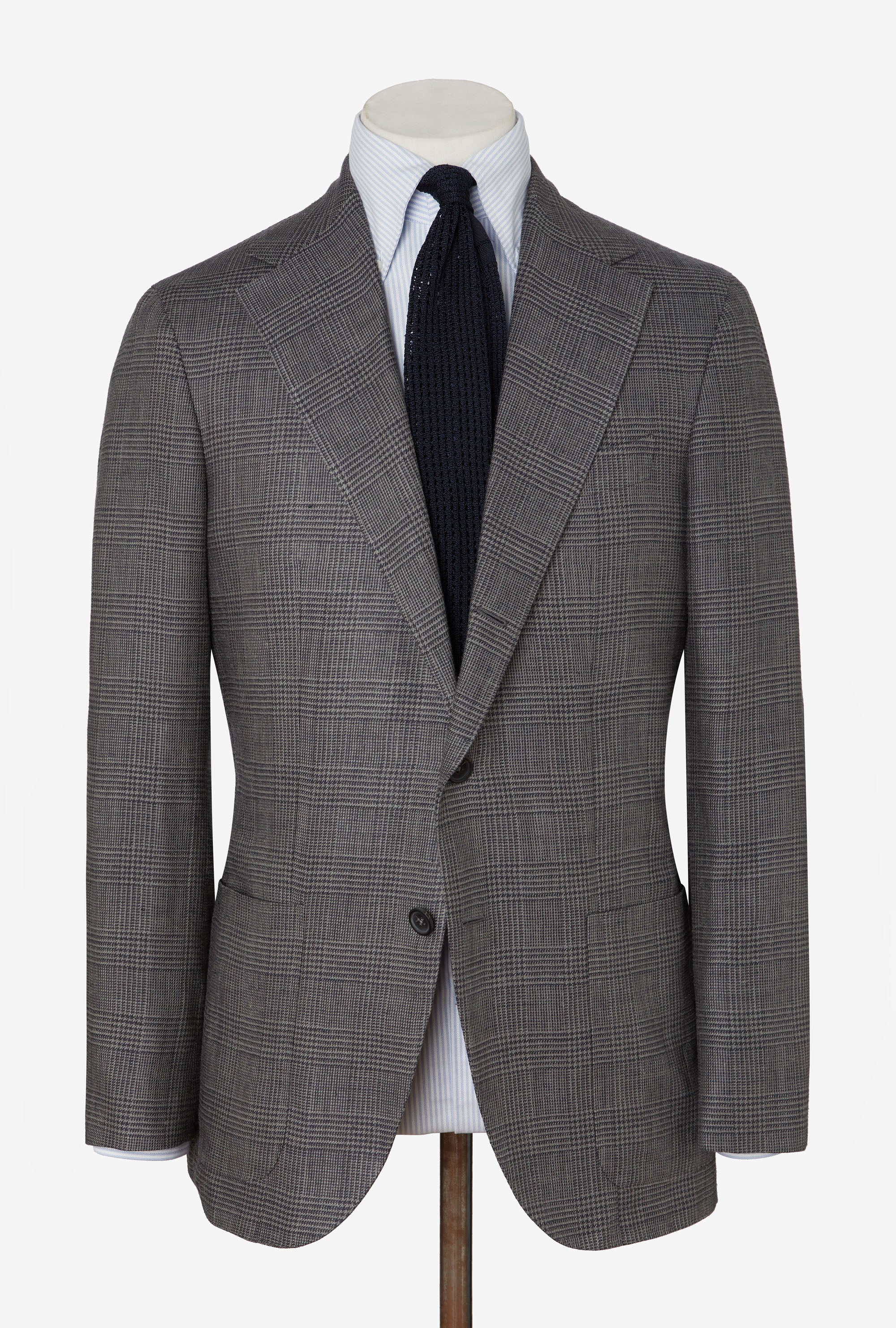 Sport Jacket Silk-Linen Grey Glen Plaid