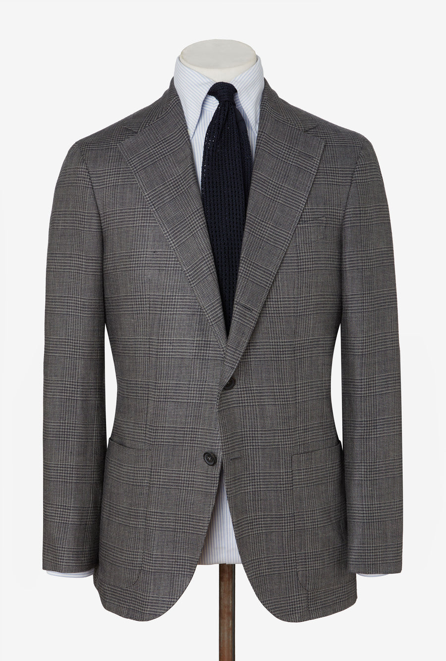 Sport Jacket Silk-Linen Grey Glen Plaid