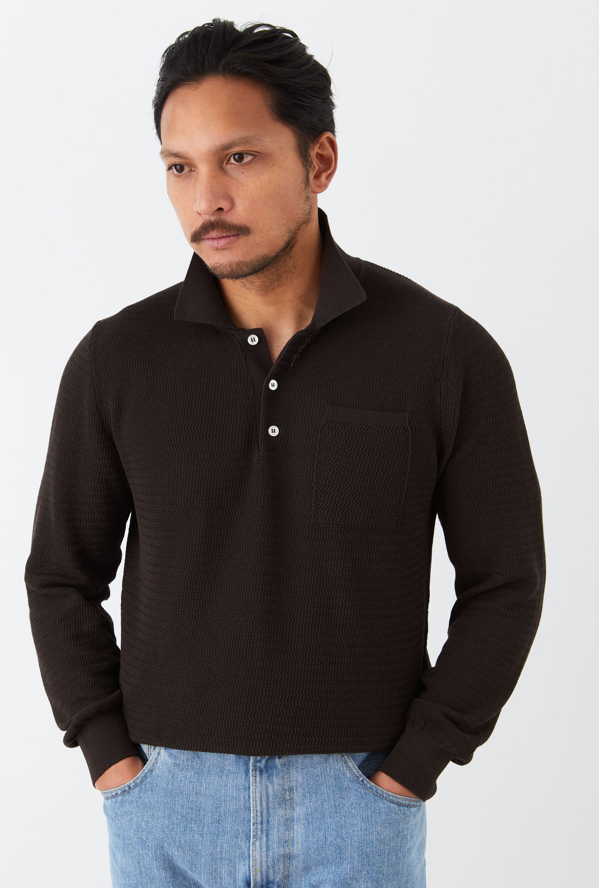 Zig Zag Polo Cotton Brown