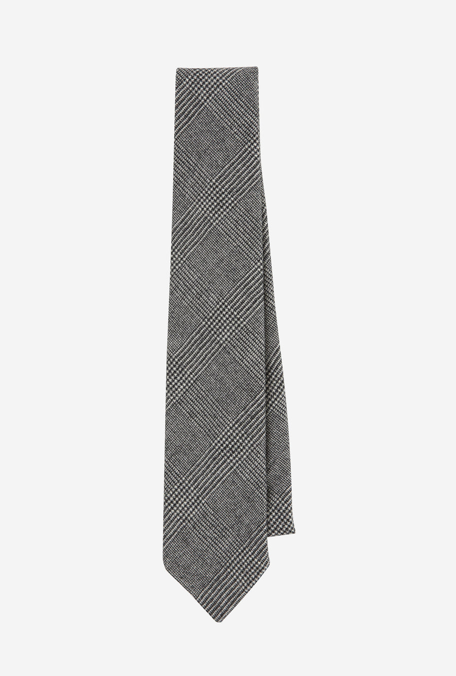 Tie Wool-Cashmere Grey Glen Plaid