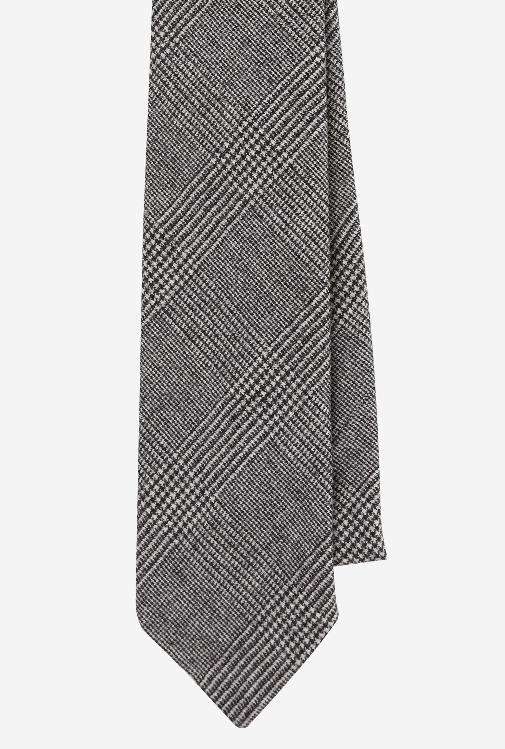 Tie Wool-Cashmere Grey Glen Plaid