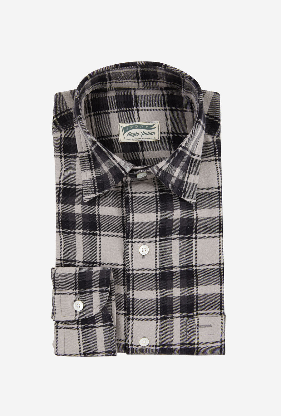 Mechanics Shirt Cotton Silk Ecru Grey Check