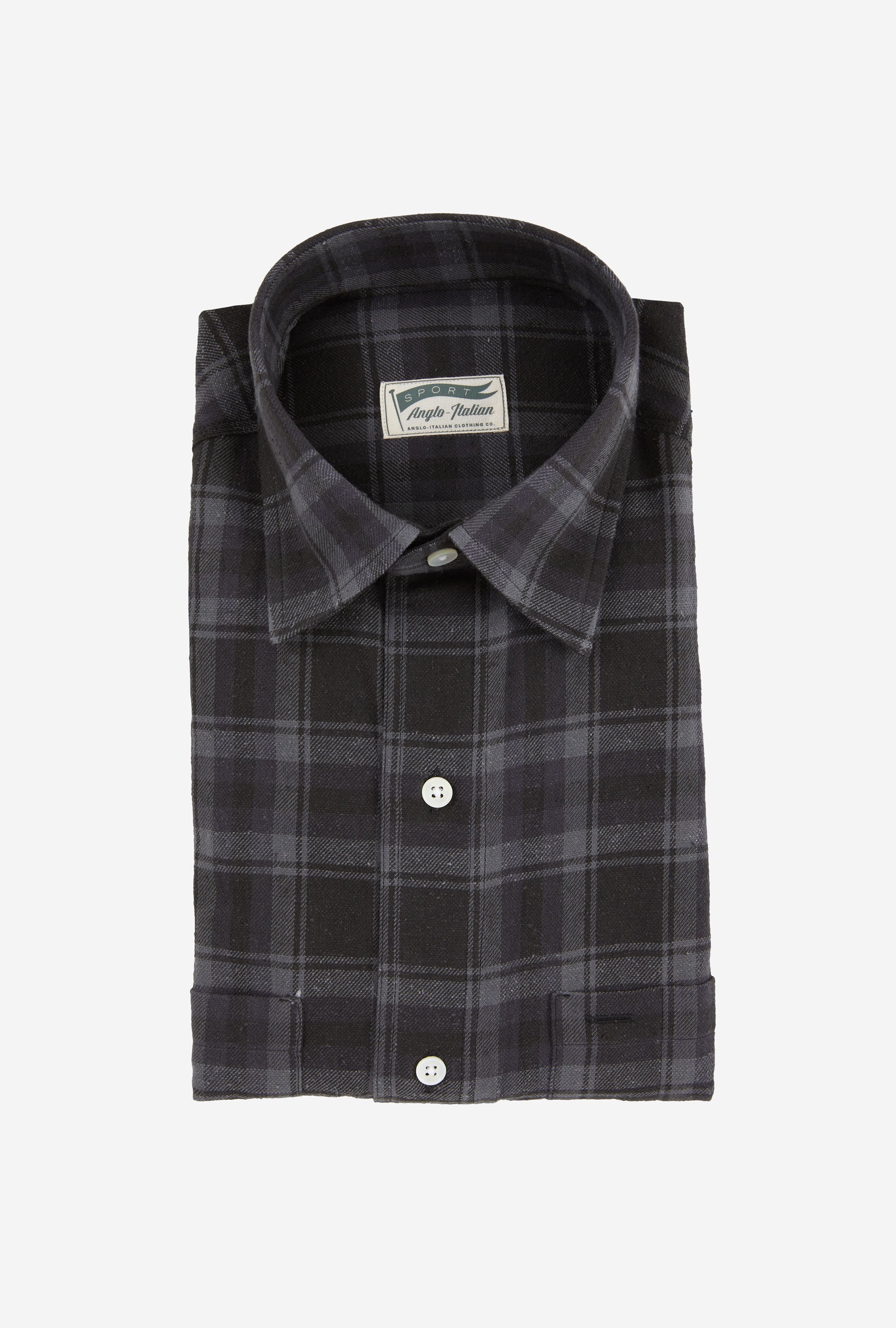 Mechanics Shirt Cotton Silk Charcoal Navy Black Check