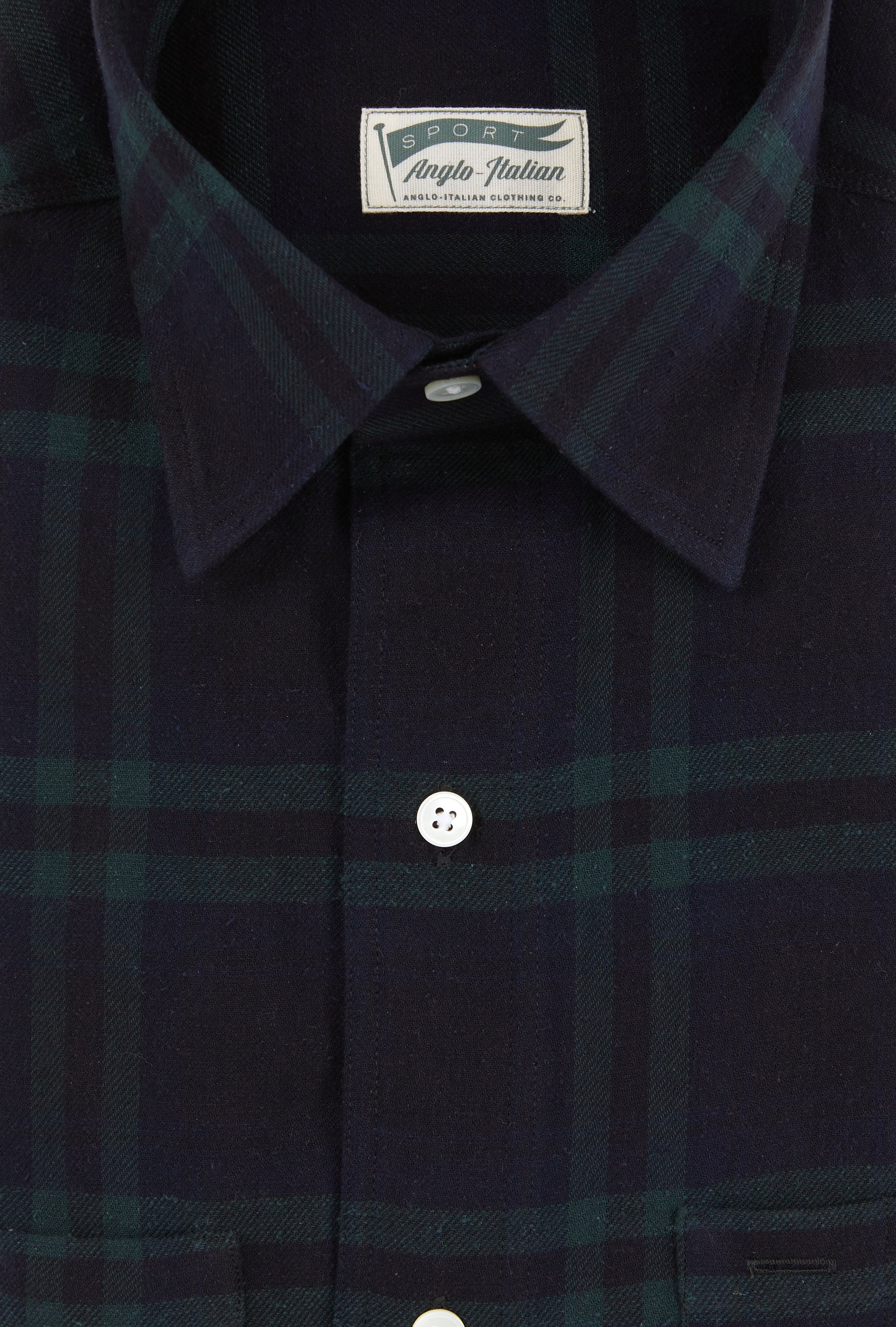 Mechanics Shirt Cotton Silk Navy Emerald Check