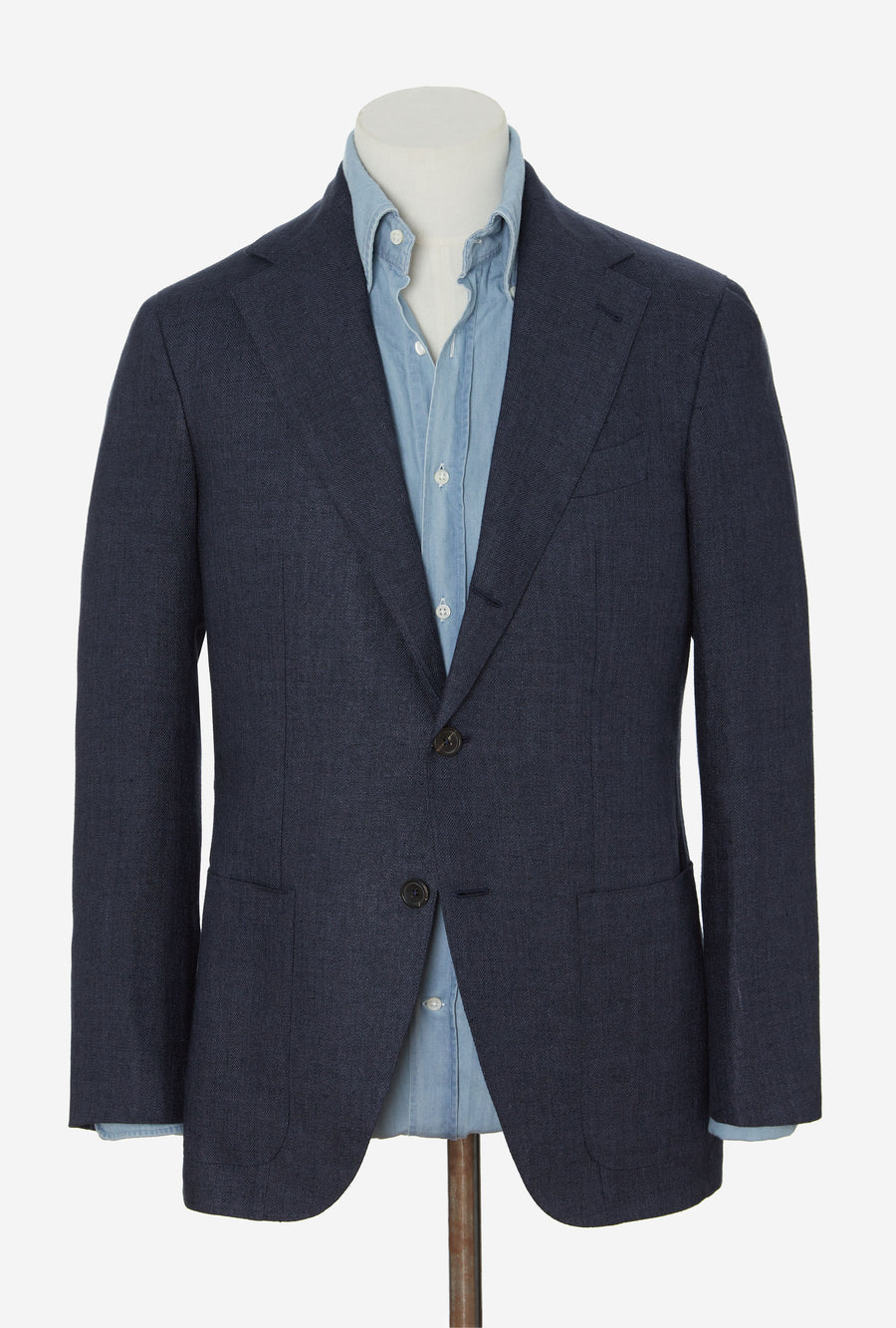 Sport Jacket Silk-Linen Navy Herringbone
