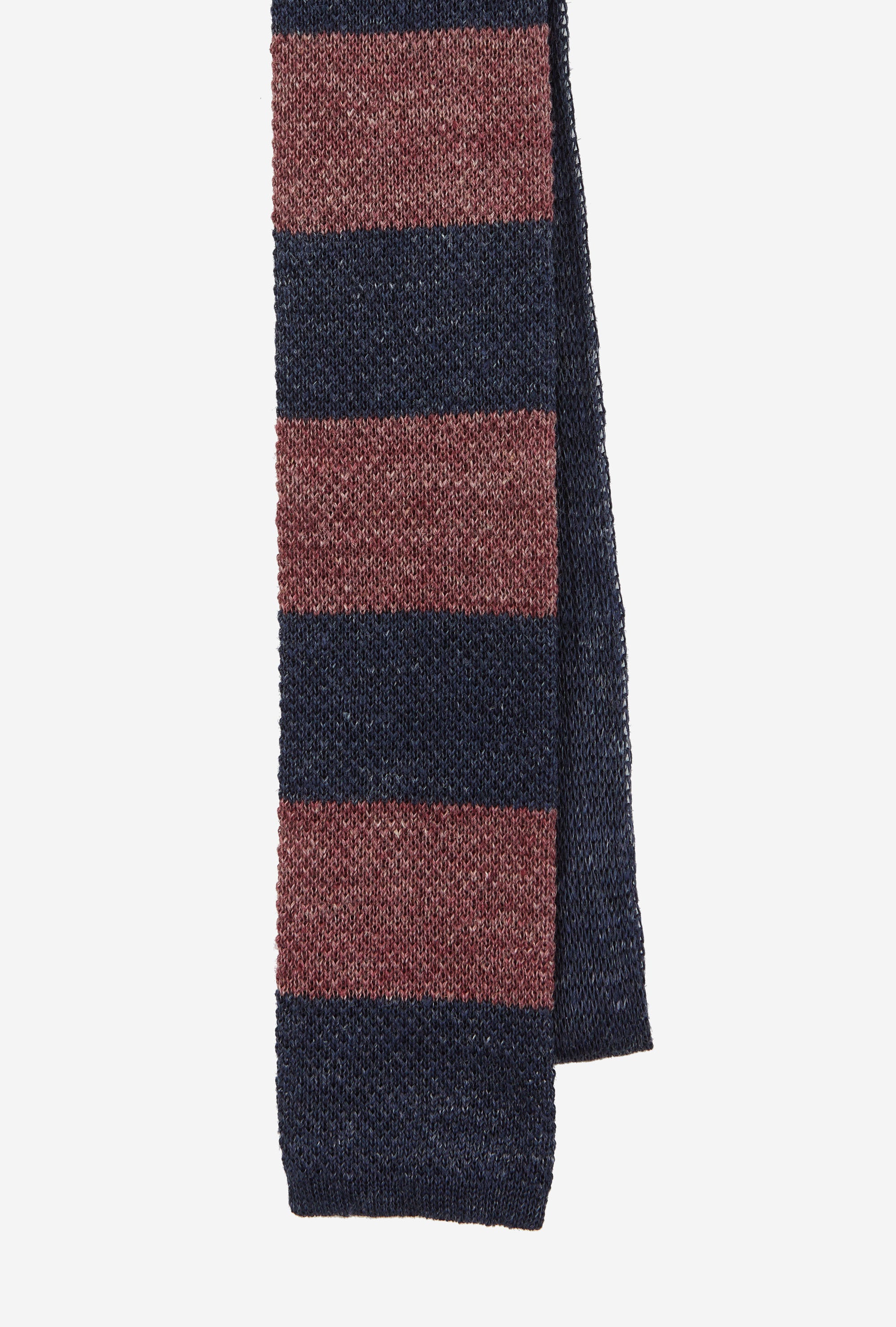 Knit Tie Linen Navy Red Stripe