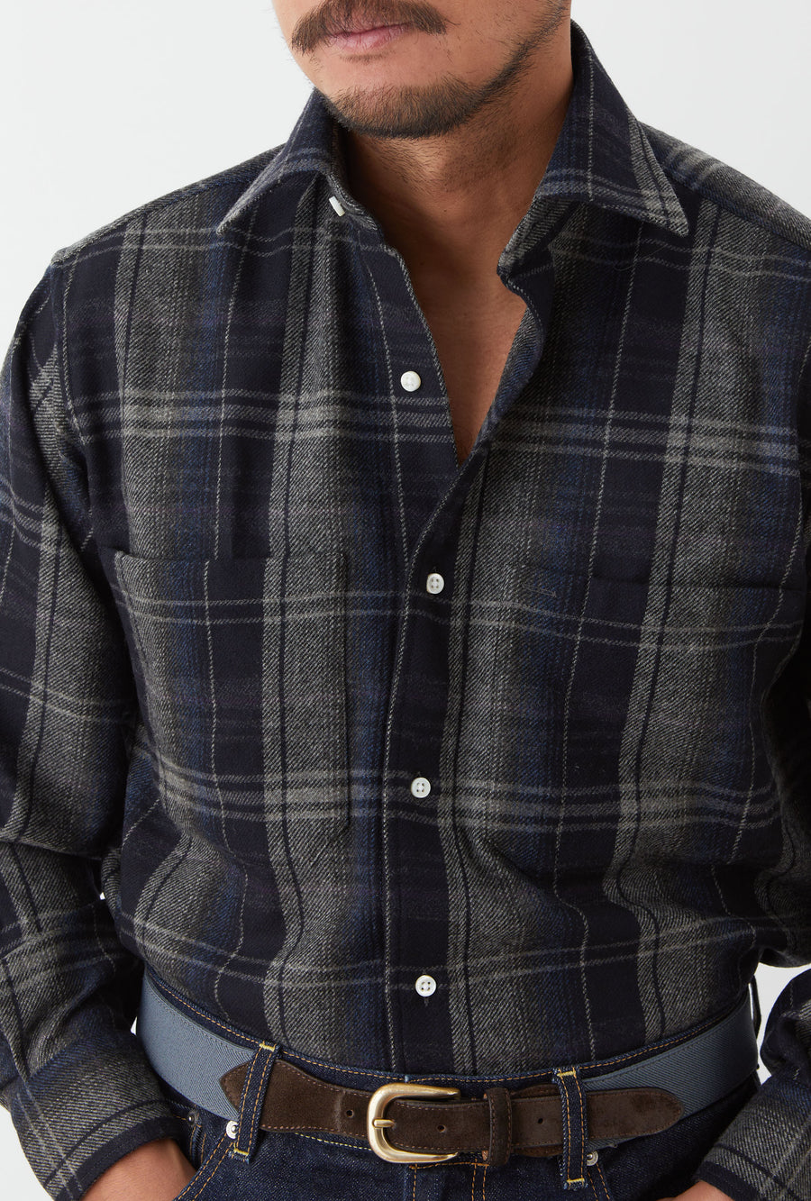 Mechanics Shirt Wool Black Grey Navy Check