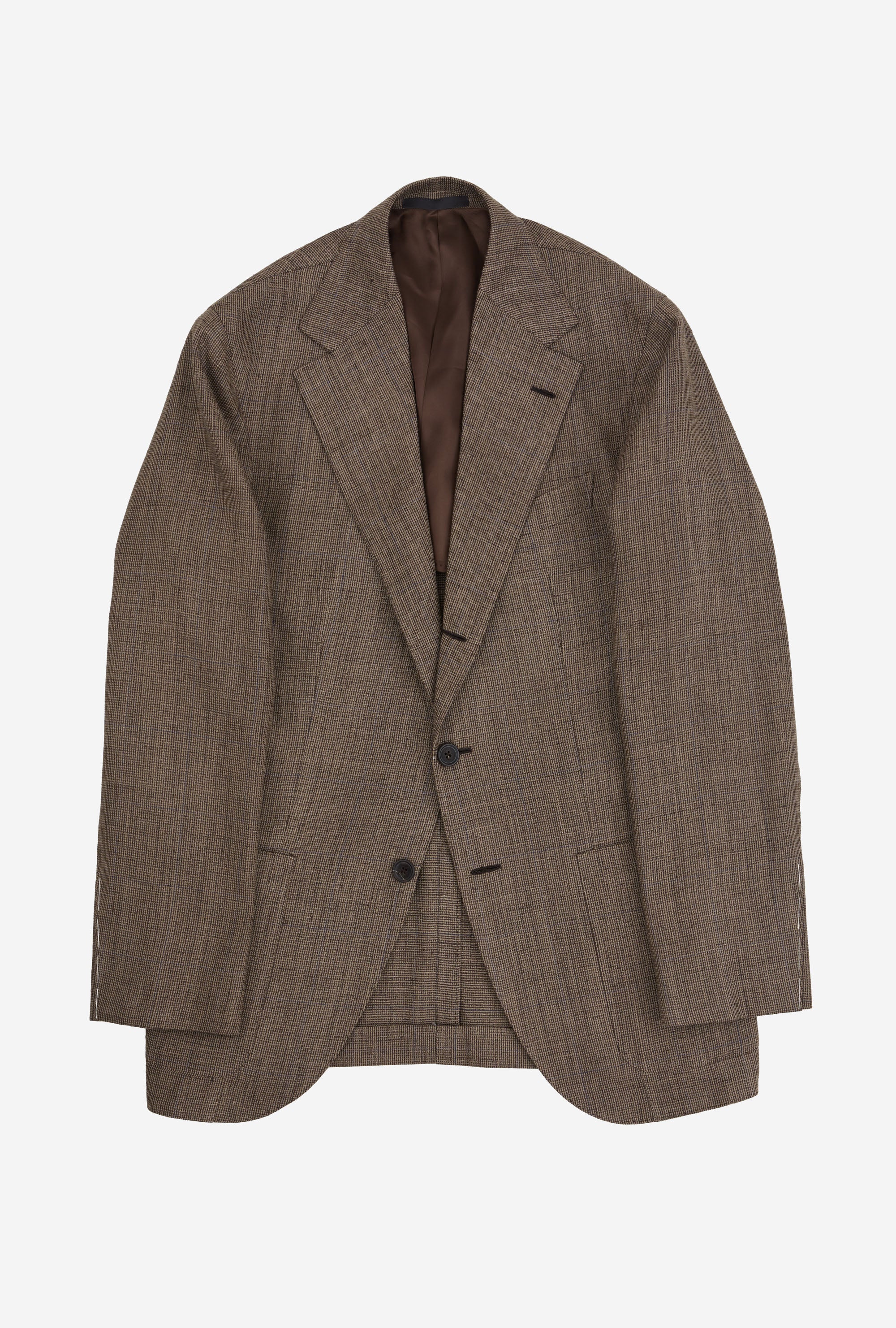 Sport Jacket Silk-Linen Sand Tickweave Blue Overcheck