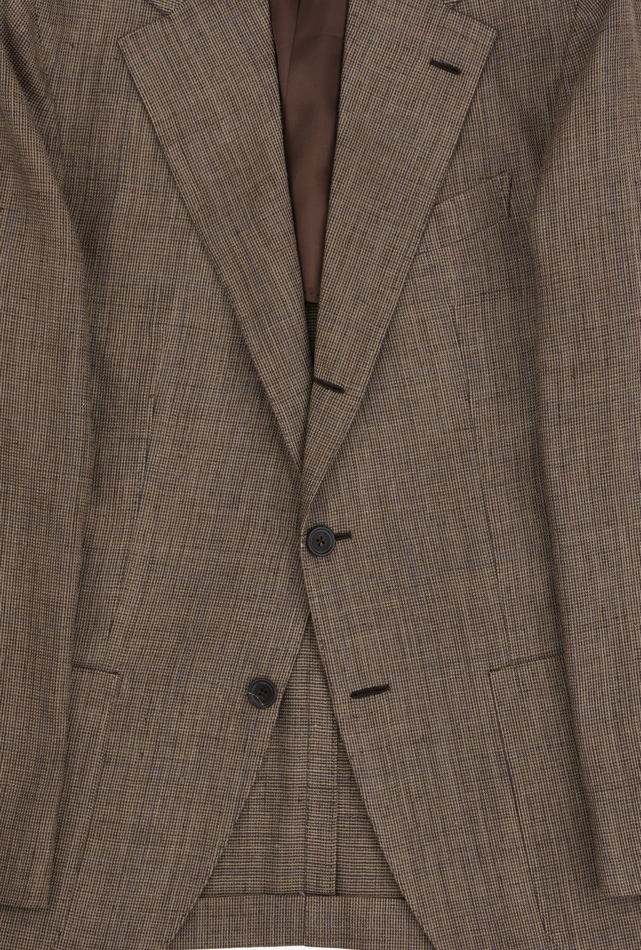 Sport Jacket Silk-Linen Sand Tickweave Blue Overcheck
