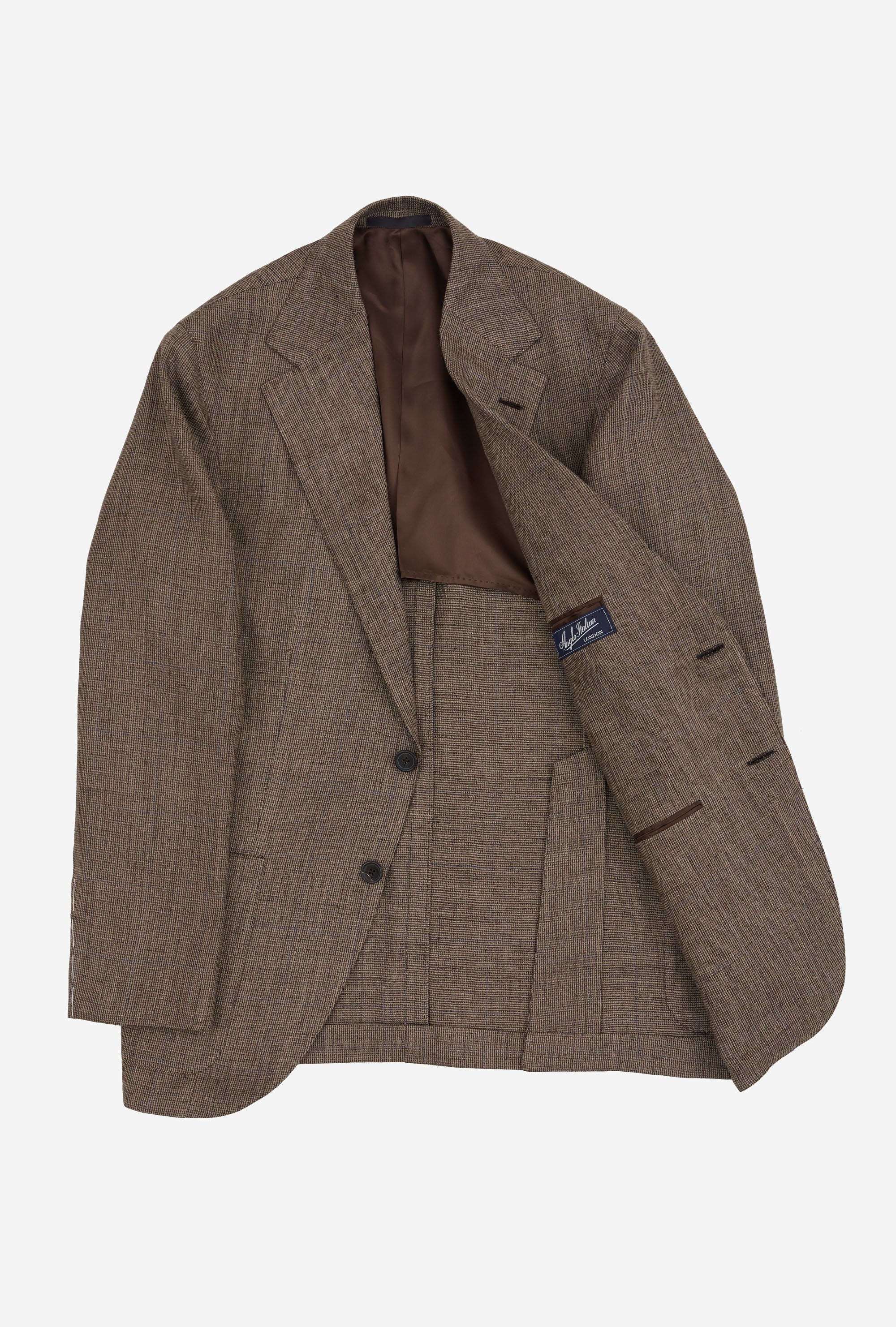 Sport Jacket Silk-Linen Sand Tickweave Blue Overcheck