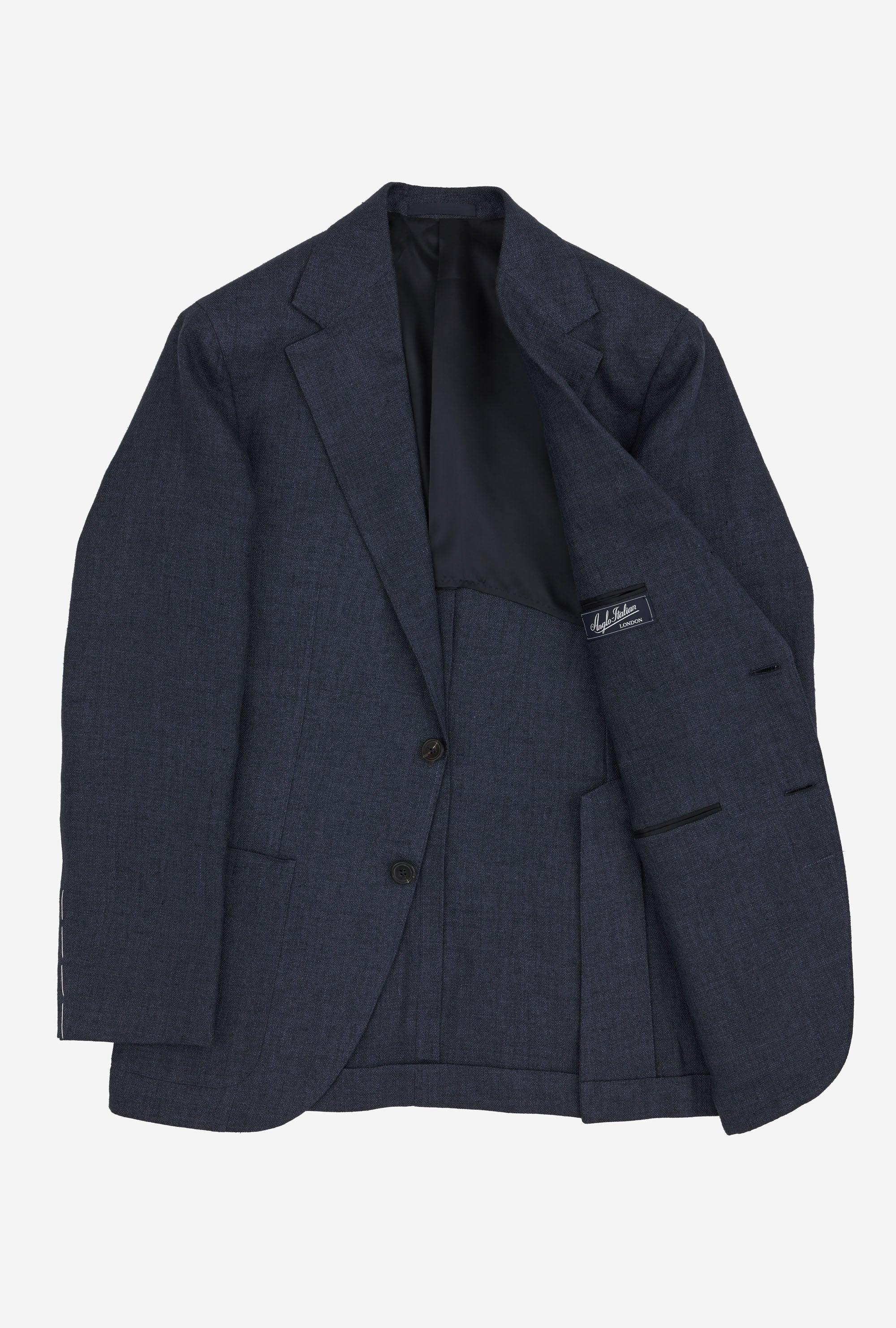Sport Jacket Silk-Linen Navy Herringbone