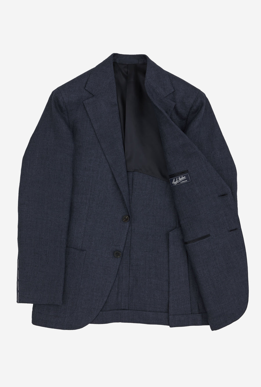 Sport Jacket Silk-Linen Navy Herringbone