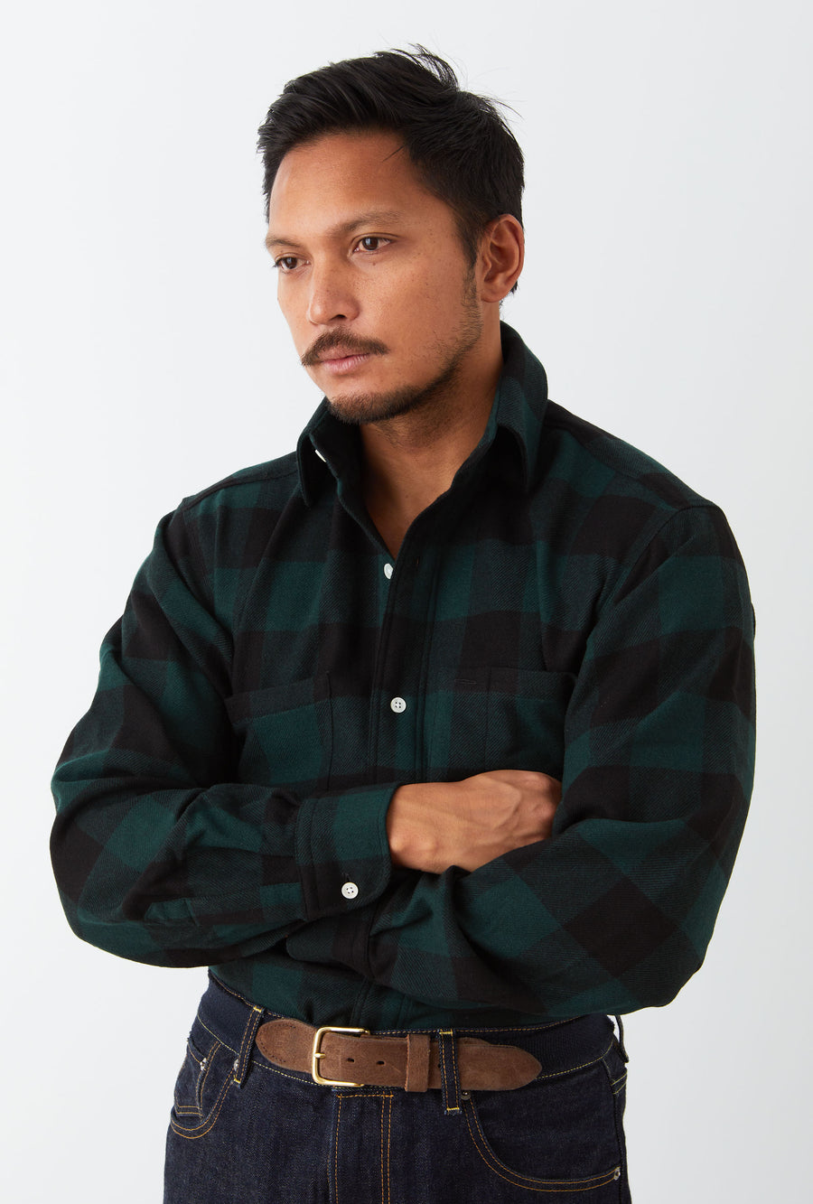 Mechanics Shirt Wool Green Buffalo Check