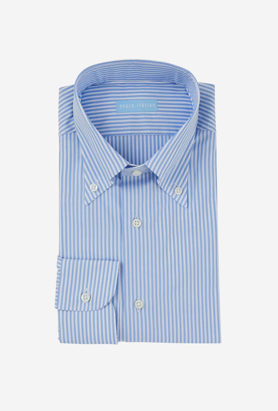 Button Down Cotton Poplin Shirt Sky Blue Stripe