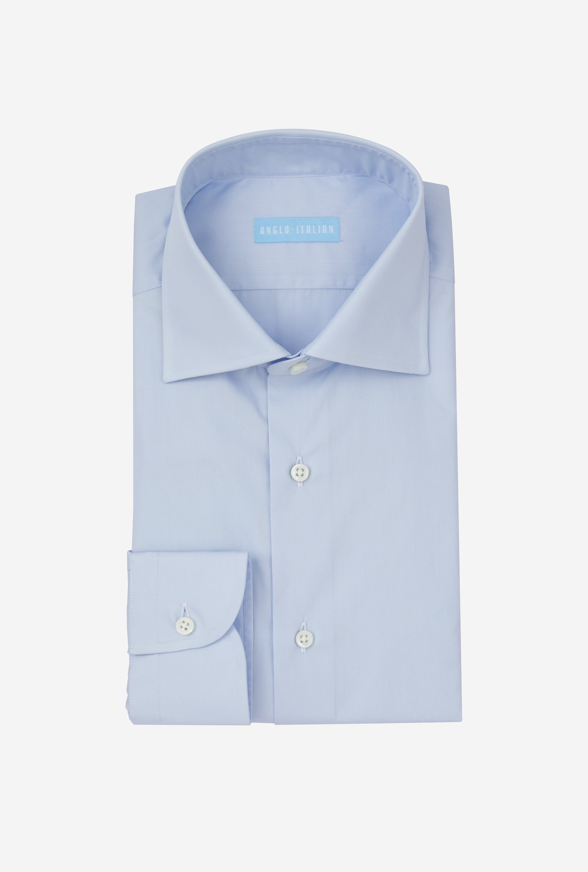 Spread Collar Shirt Cotton Poplin Sky Blue