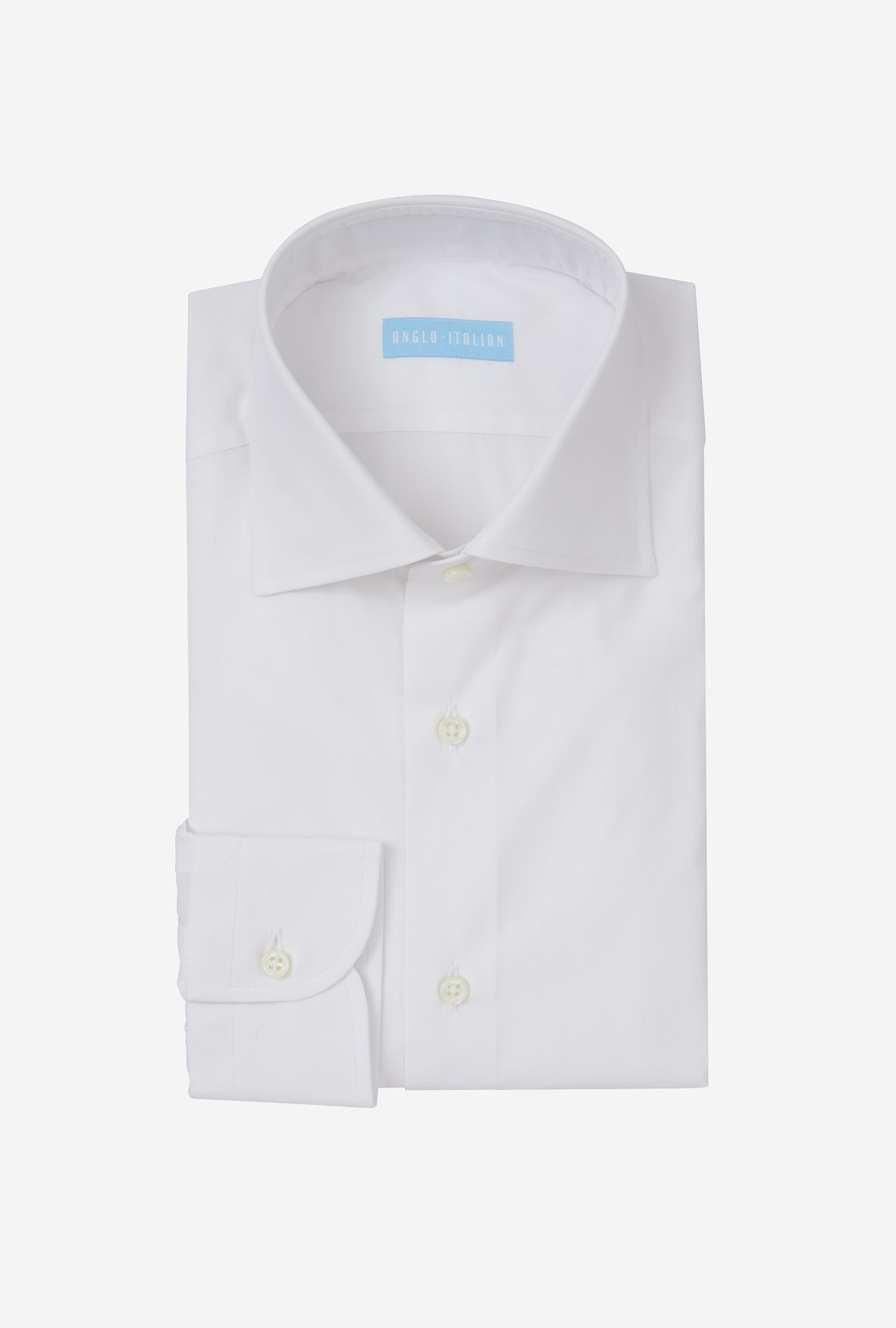 Spread Collar Shirt Cotton Poplin White