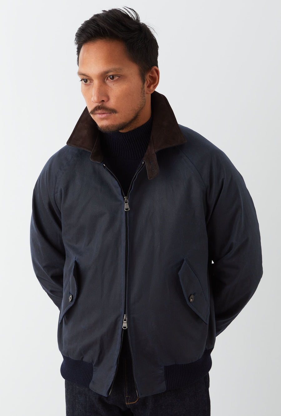 Bomber Jacket Waxed Cotton Navy