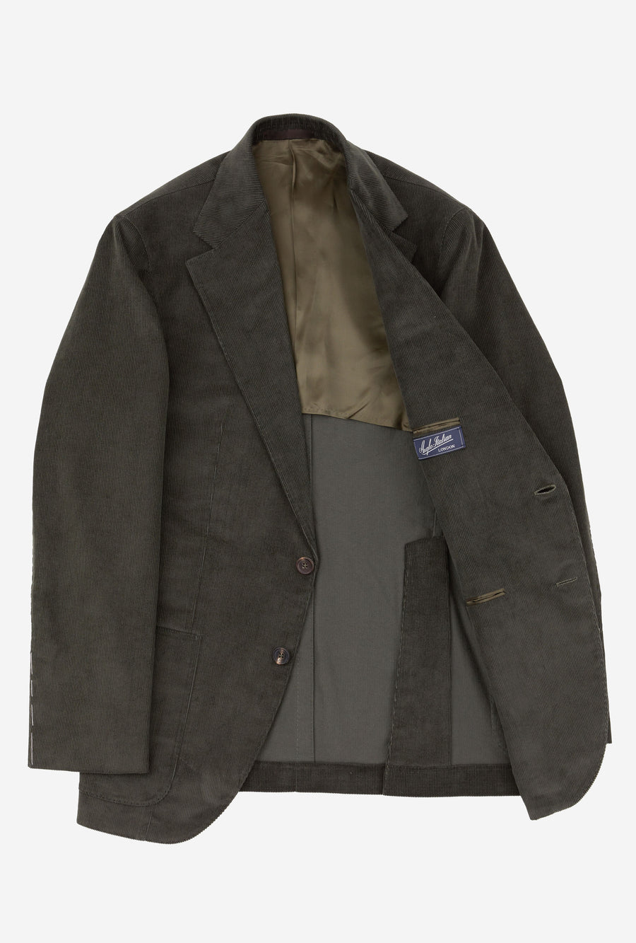 Suit Single Breasted Olive Corduroy