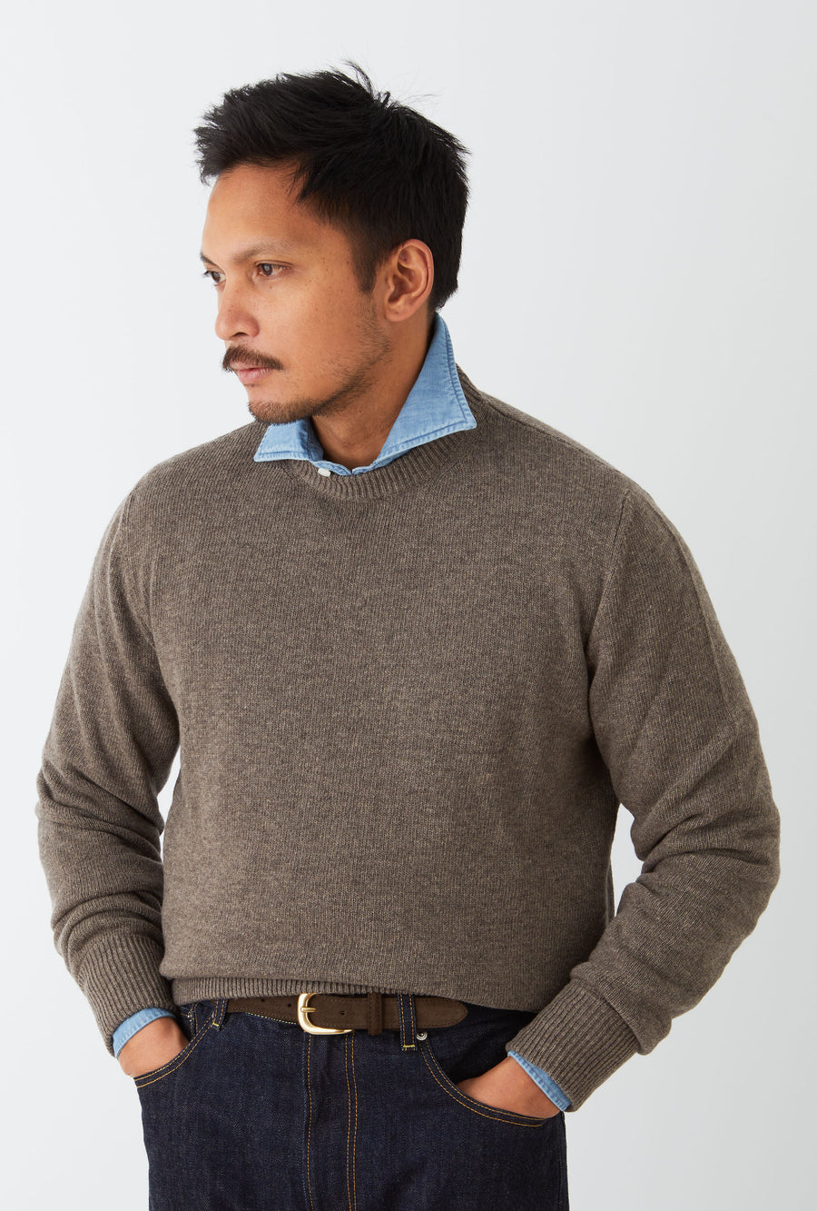 Crewneck Lambswool Shetland Blend Taupe