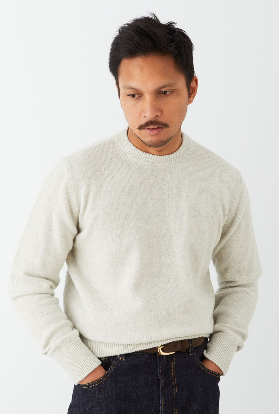 Crewneck Lambswool Shetland Blend Stone