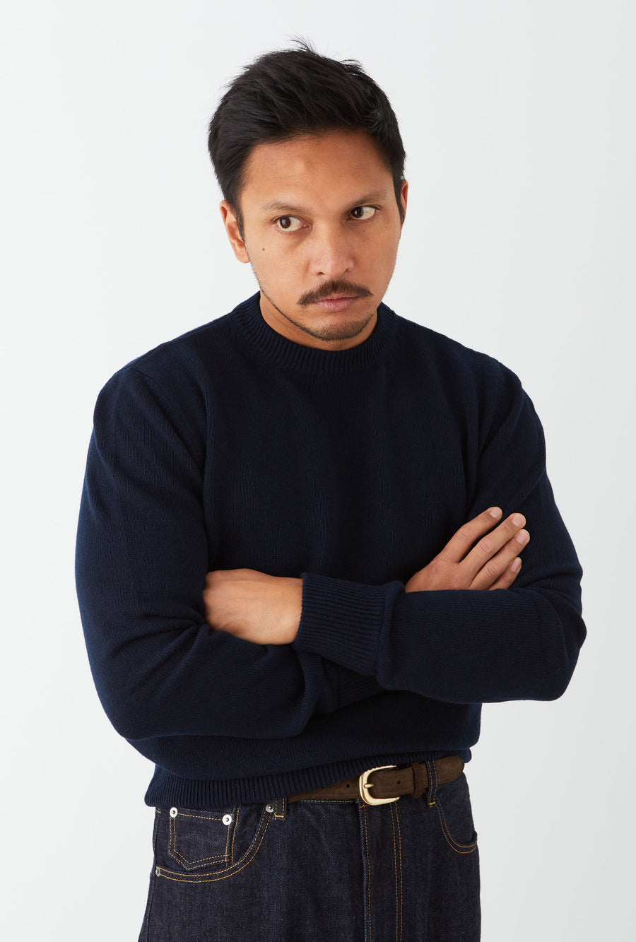 Crewneck Lambswool Shetland Blend Navy