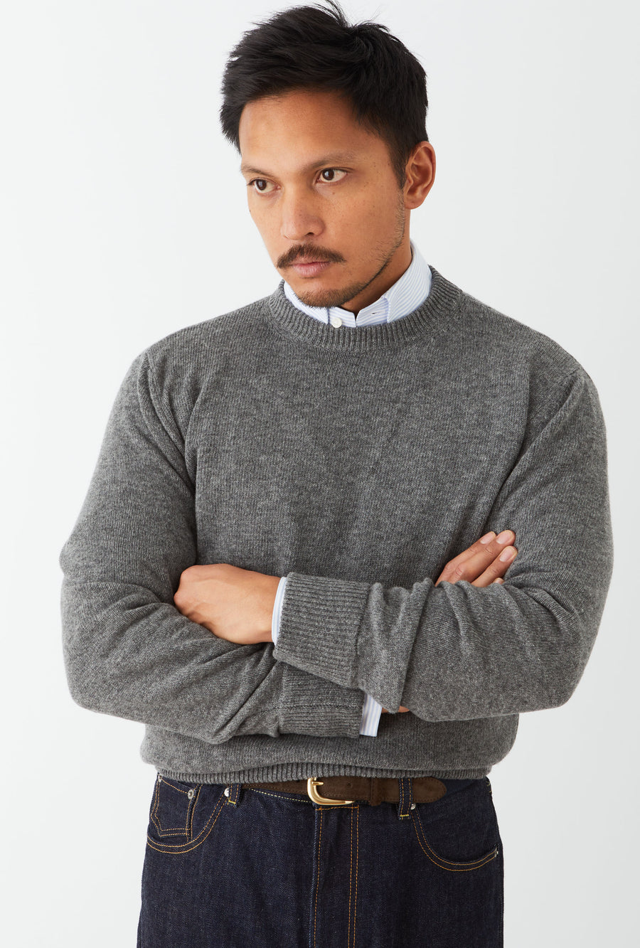 Crewneck Lambswool Shetland Blend Grey
