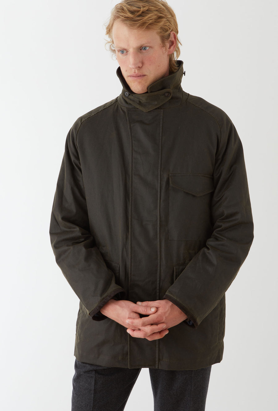 Country Coat Waxed Cotton Olive