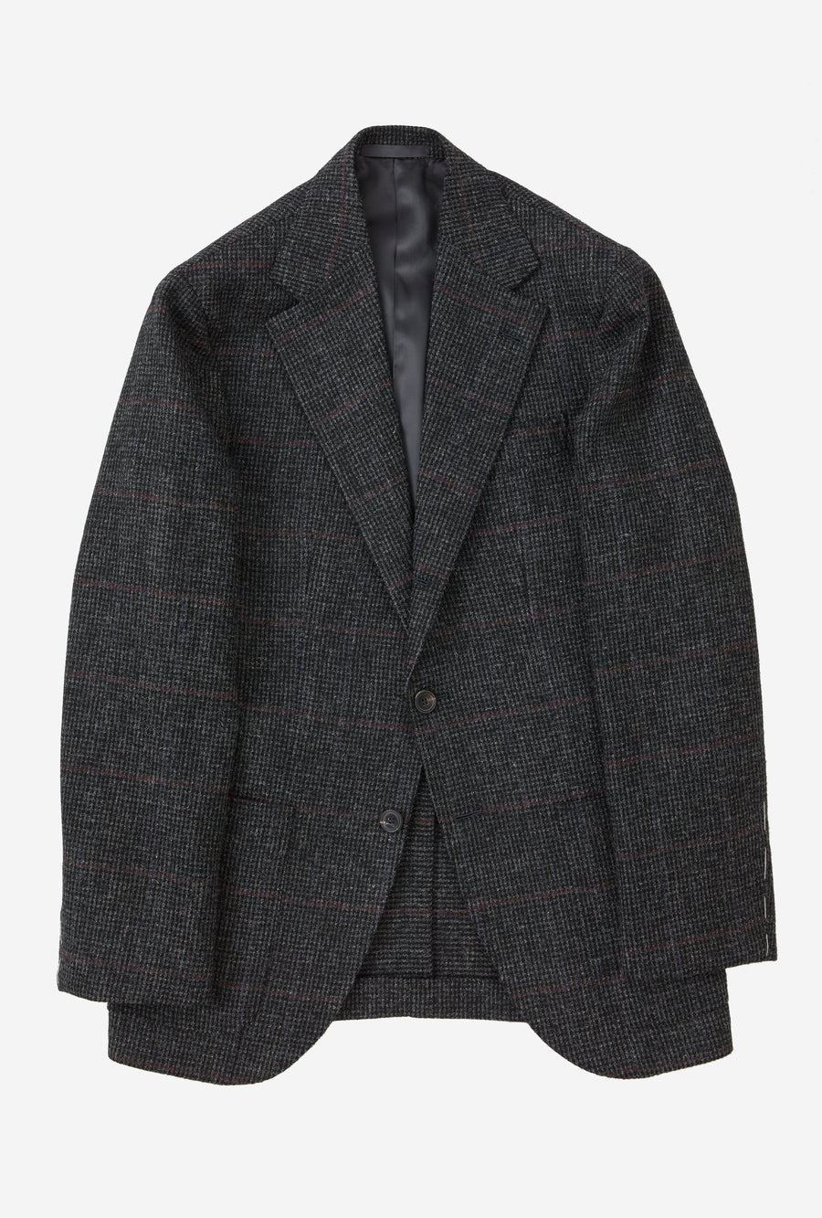 Sport Jacket Wool Charcoal Tickweave Blue Blood Overcheck