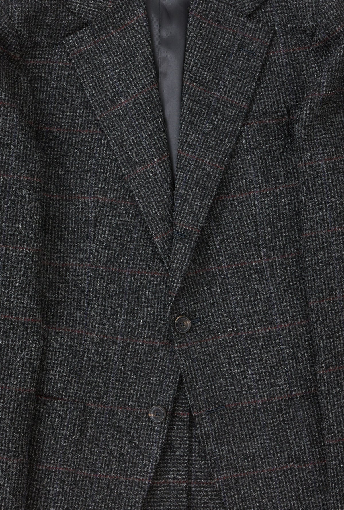 Sport Jacket Wool Charcoal Tickweave Blue Blood Overcheck