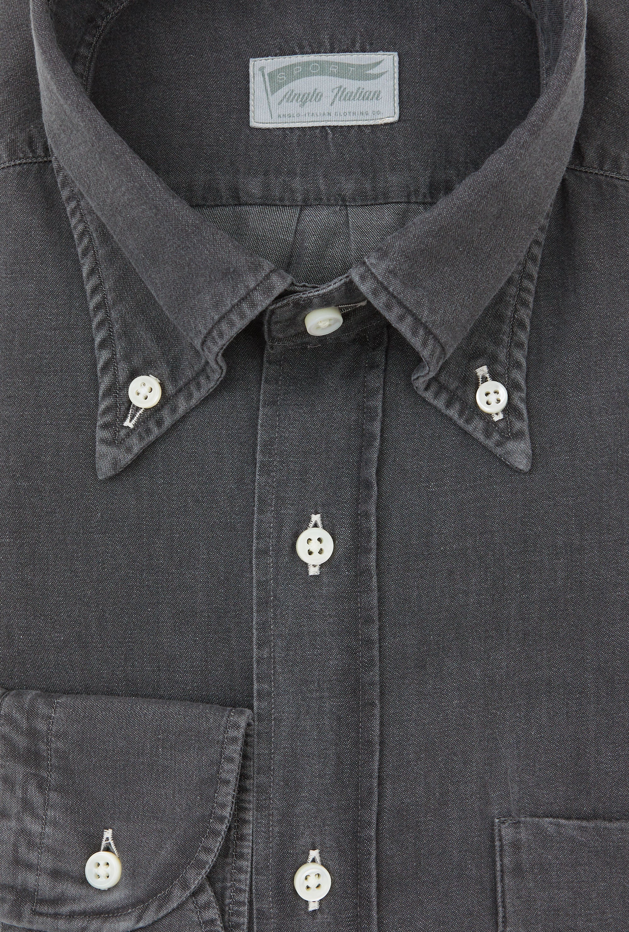 Button Down Sport Shirt Black Wash Denim
