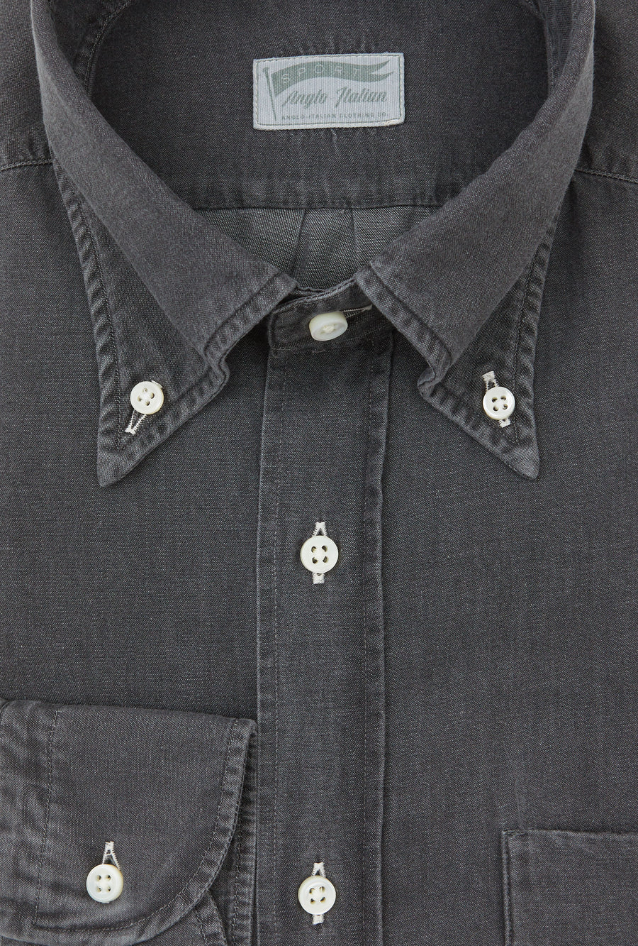 Button Down Sport Shirt Black Wash Denim