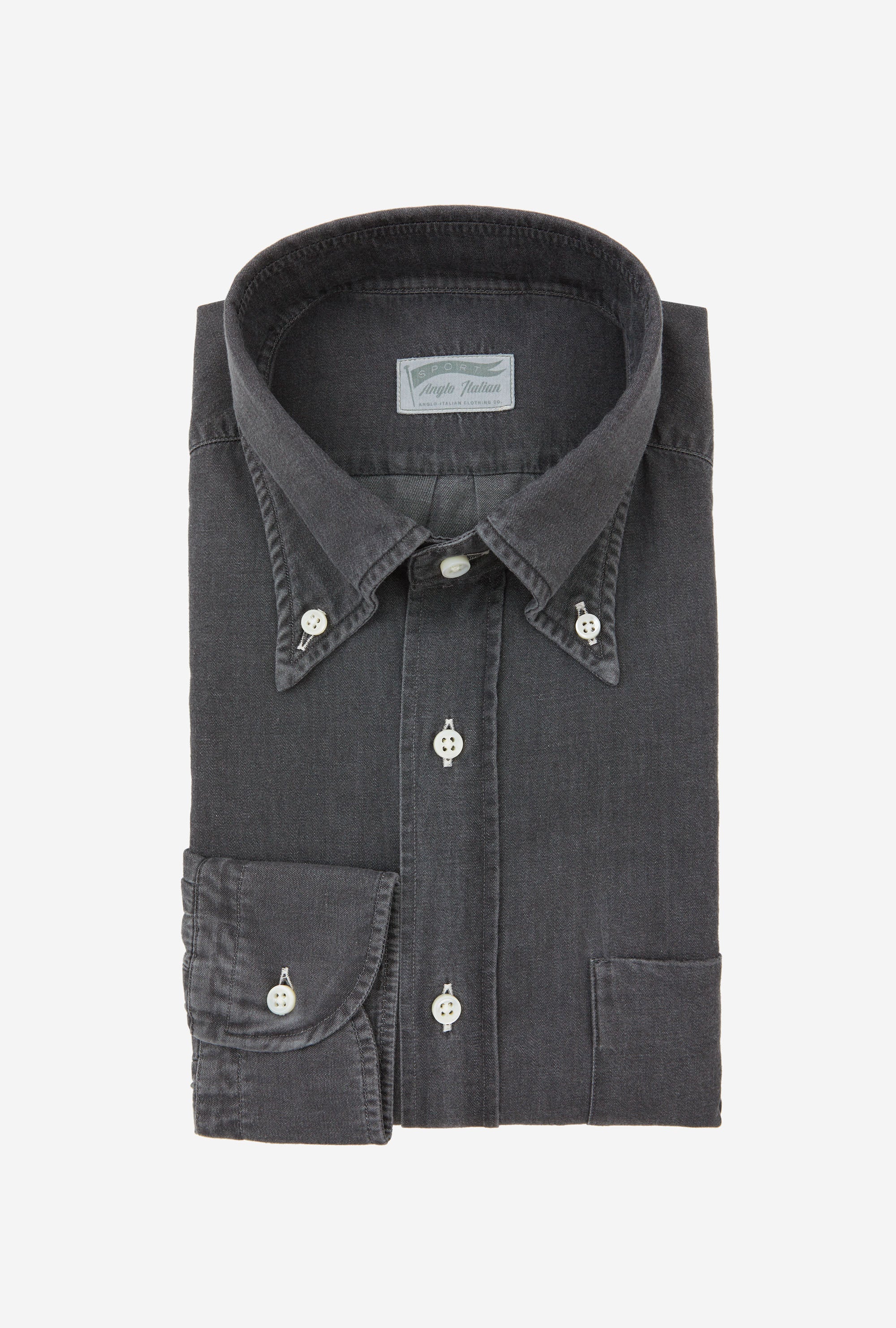Button Down Sport Shirt Black Wash Denim