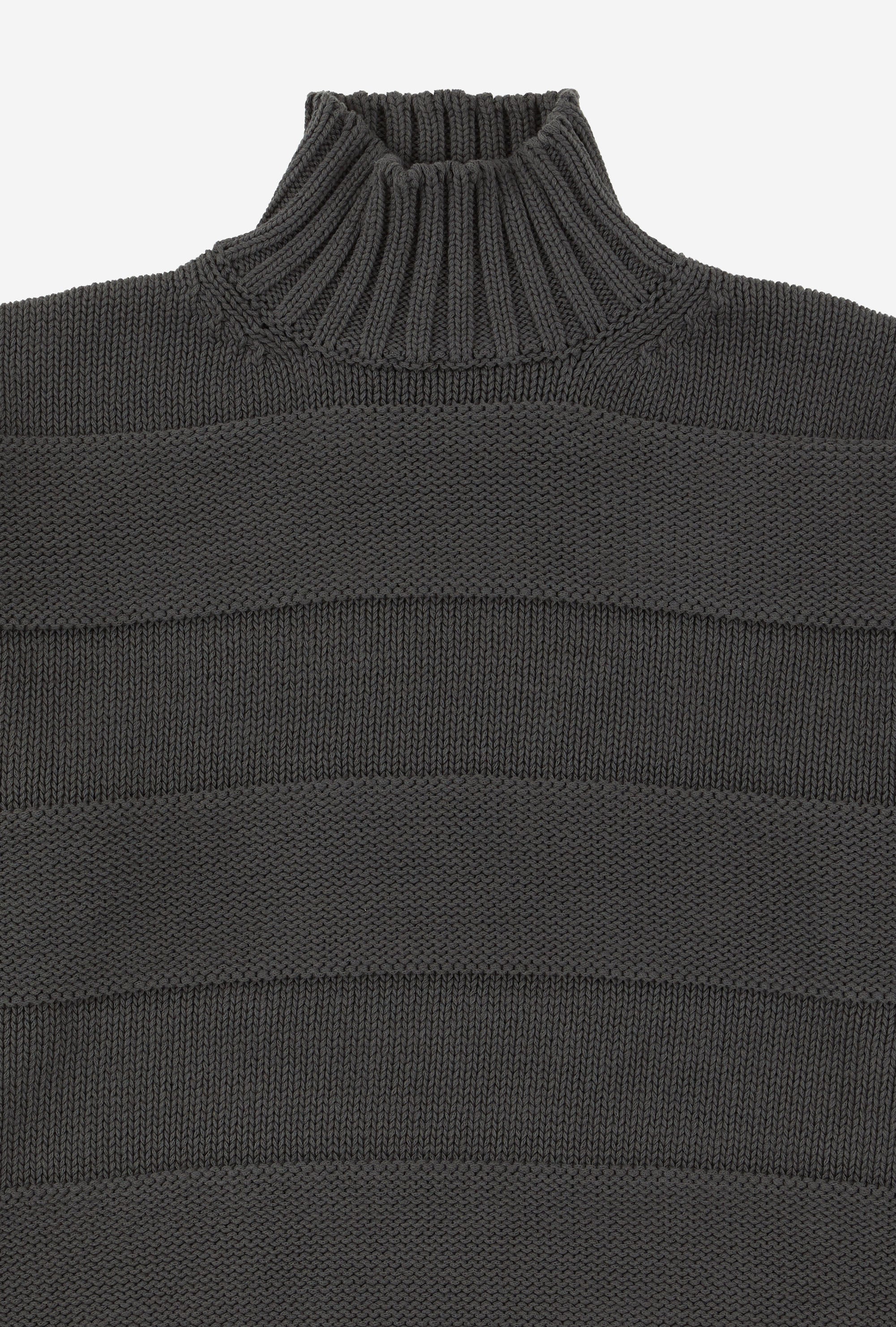 Mockneck Heavy Cotton Steel Stripe